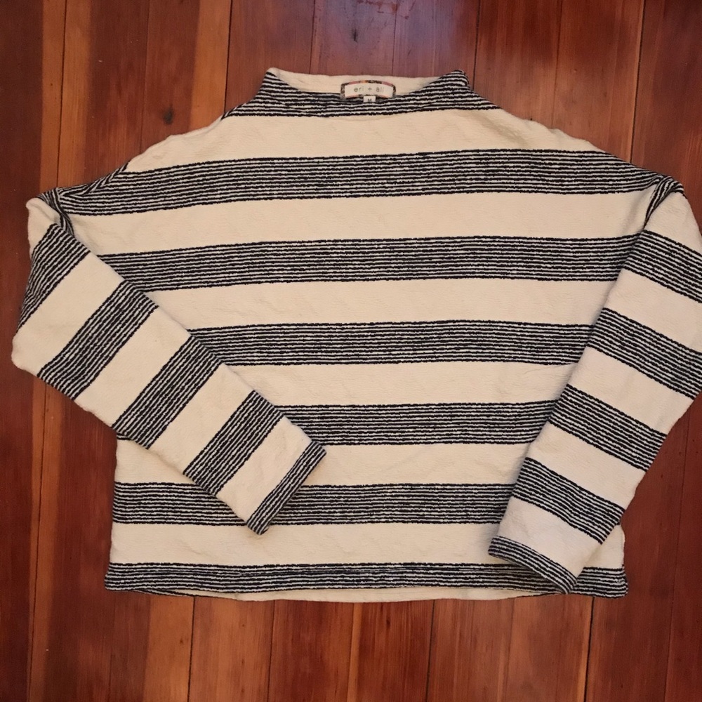 Anthropologie Mock-neck Striped Sweater, Sz M